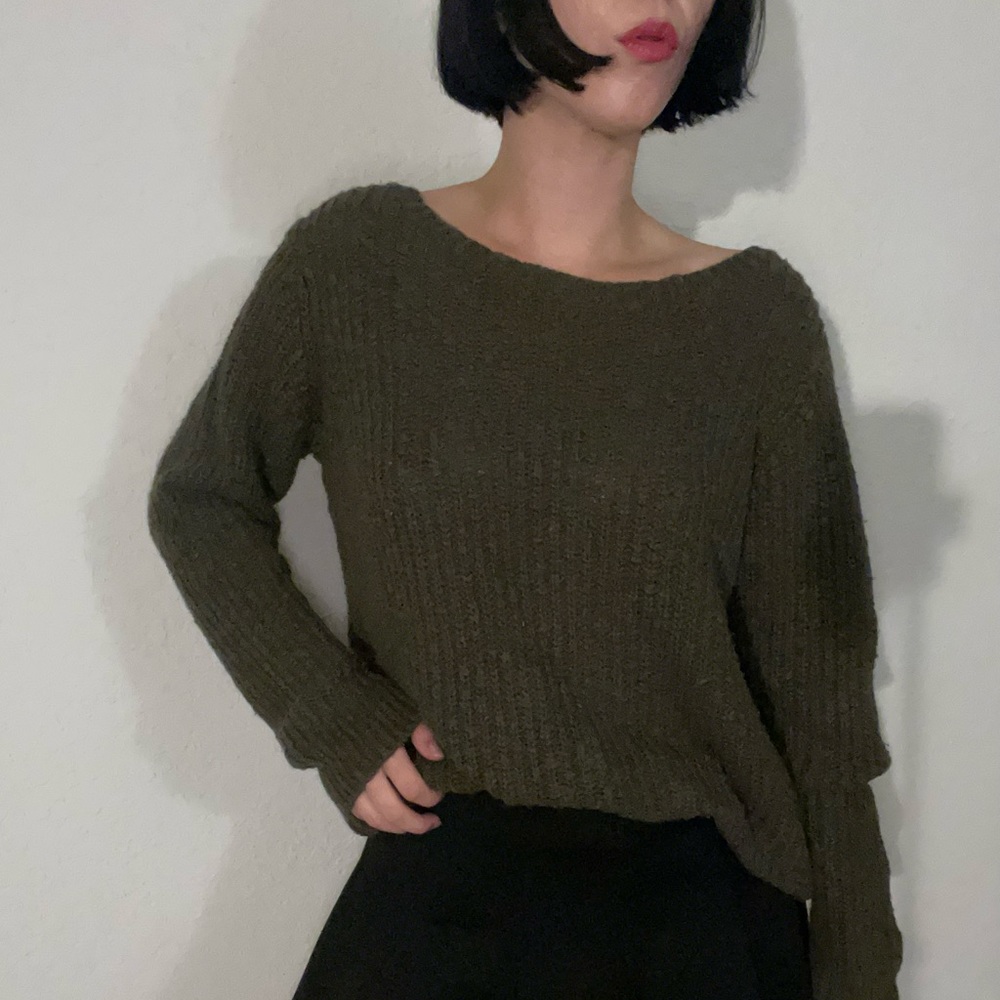 💚 Brandy Melville Hunter Green Oversized Knit Pullover Sweater